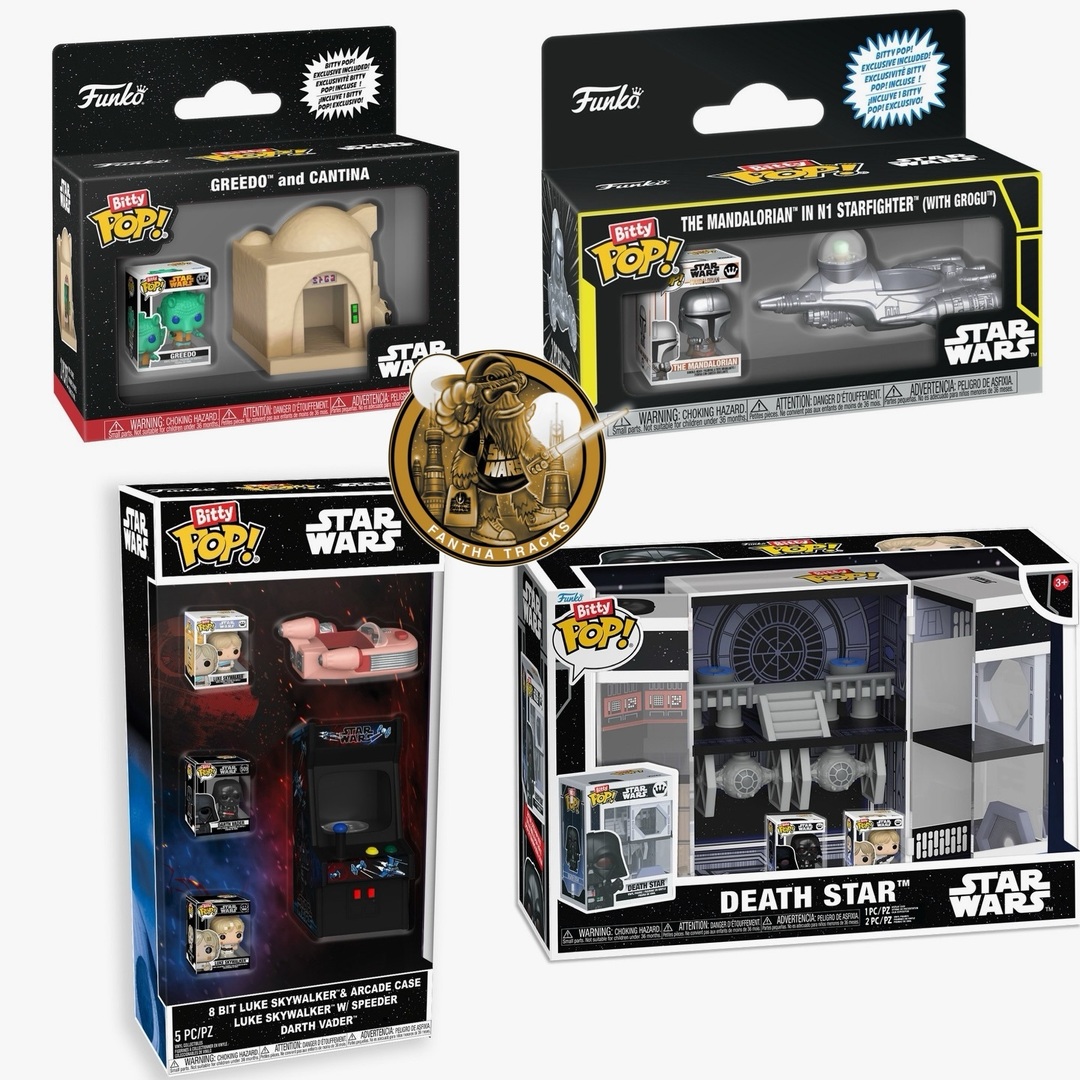 FanthaTracks's tweet image. From Insta: instagr.am/p/DXZmWwDjHi7/
New #starwars #bittypop products coming soon to a store near you.  Love the bitty box play set and that greedo in cantina is awesome.  And who doesn’t need a lil n1 starfighter on their desk at work !! 
#starwarsfunko