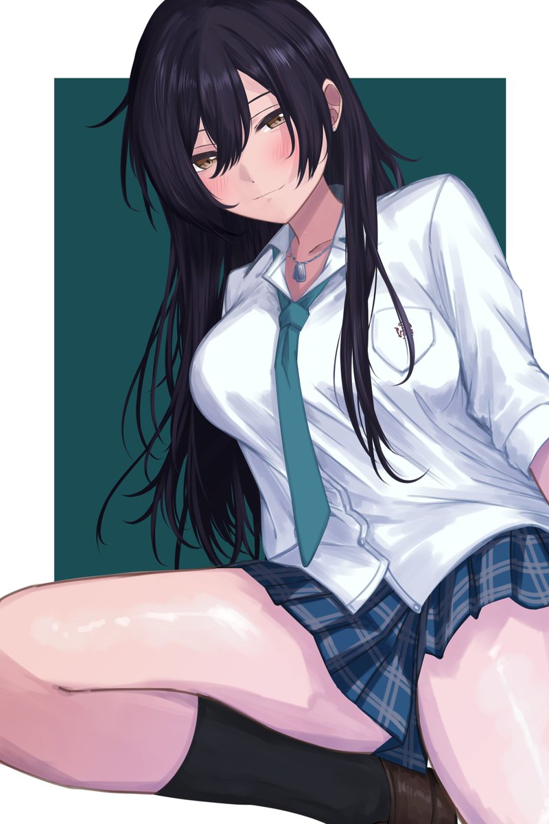 髪下ろしロング白瀬咲耶さんを描きました！
太ももが見えるアングルの練習です！
#シャニマス
#白瀬咲耶