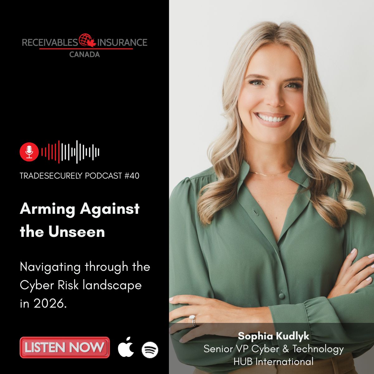 #cyberrisk has evolved over the last 5 years &amp; there’s a growing sophistication in attacks. Sophia Kudlyk, Senior VP, Cyber and Technology at Hub International explains what has changed and what to watch for on our latest TradeSecurely podcast. Listen: bit.ly/4dEYOyz