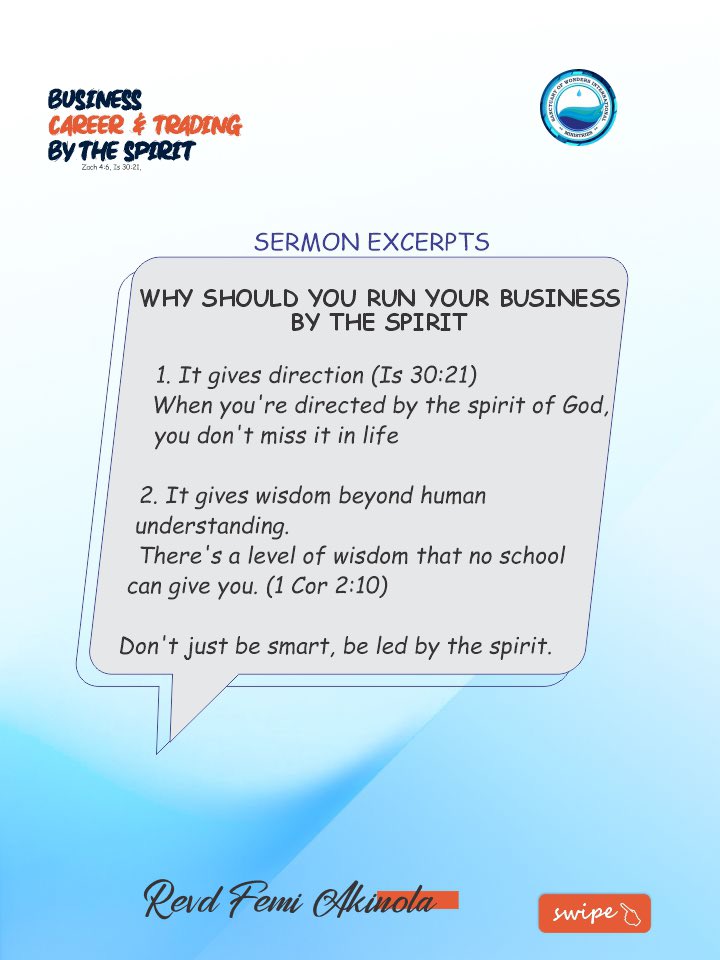 SowimOfficial's tweet image. Sermon notes from our Sunday Service.

Don’t miss Breakthrough Service tomorrow by 7am.

Watch the full sermon on YouTube: RevdFemiAkinolaTV

#SOWIM #RevdFemiAkinola #SermonNotes