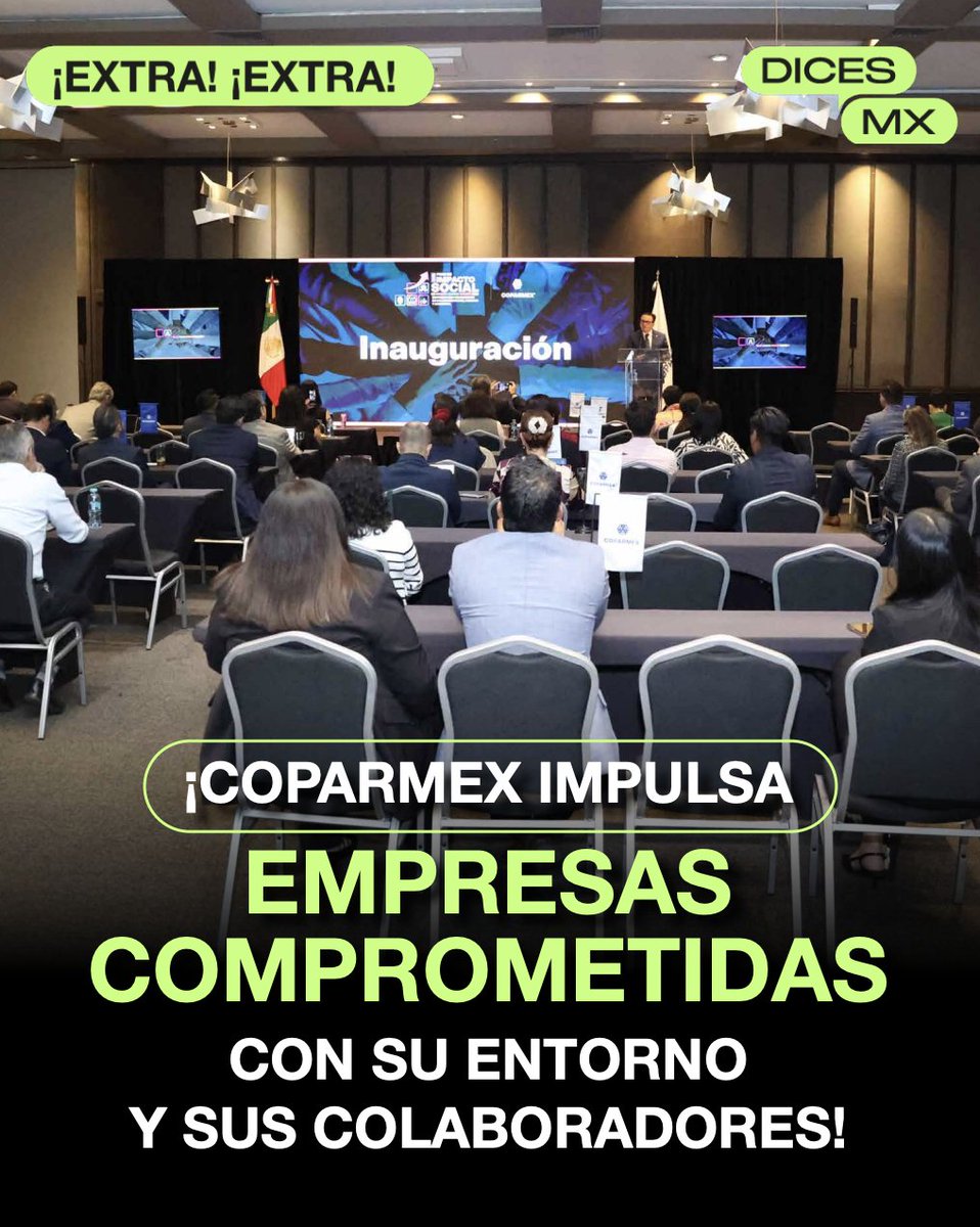 dicesmx's tweet image. 💡 El Foro de #ImpactoSocial 2026 refuerza una idea clave: las empresas que generan valor social también fortalecen su competitividad.

🇲🇽 @Coparmex impulsa un modelo donde el crecimiento económico va de la mano con el desarrollo del país.

💬 Y tú, ¿qué #DICES?

#COPARMEX
