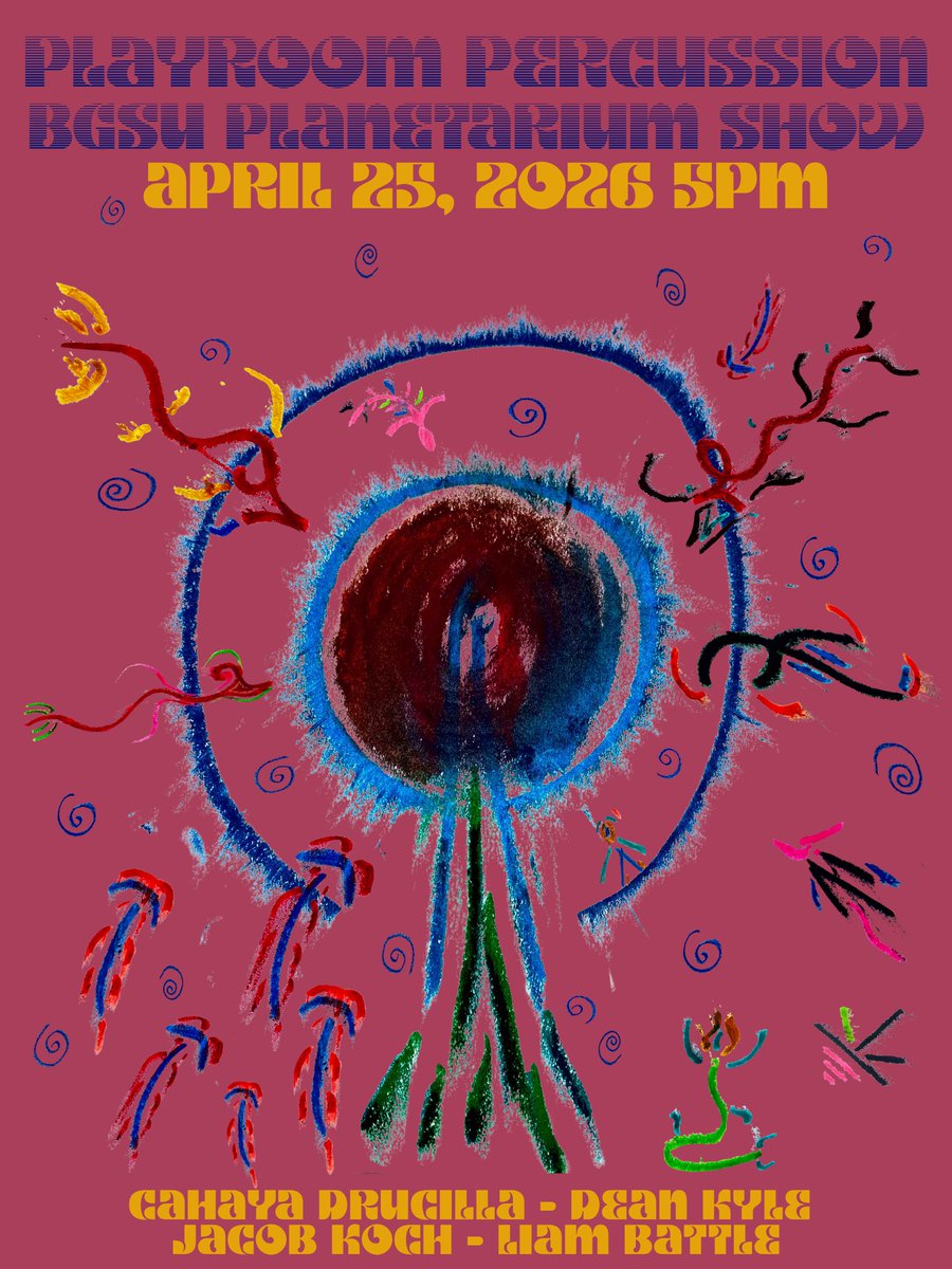 BGSUPlanetarium's tweet image. Join us in the Planetarium this Saturday, April 25, at 5 p.m. for a concert presented by Playroom Percussion.  Each piece will be accompanied by astronomy related visuals on the dome of the Planetarium.

#space #planetarium #music #percussion #BGSU