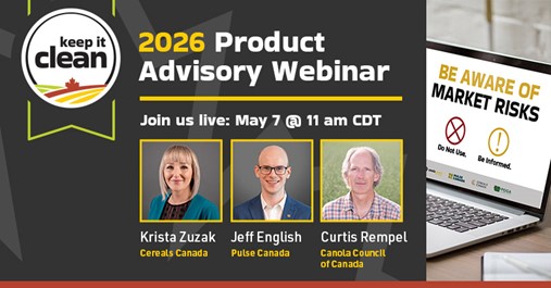 AlbertaPulse's tweet image. The Keep It Clean 2026 Product Advisory provides all the information you need to grow market-ready crops. Register now for the 2026 Product Advisory webinar on May 7. 
👉 bit.ly/41c1HiN #CdnAg #SustainableCdnAg #Grow26 #Plant26 #westcdnag