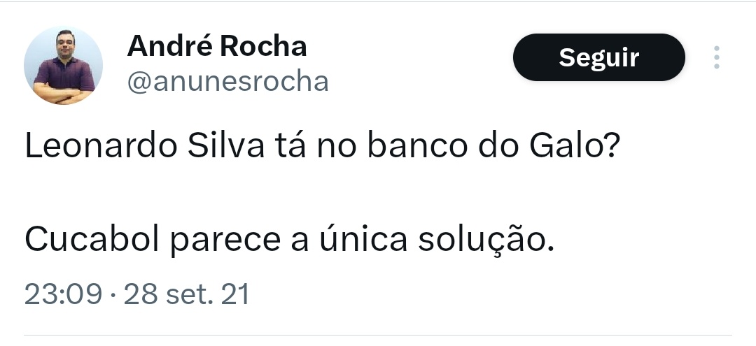 <a href="/anunesrocha/">André Rocha</a> Cucabol pode né Andlezin???

Aí não é canalhice... é poesia futebolística