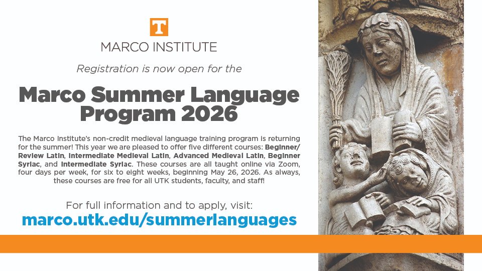 marcoinstitute's tweet photo. We're pleased to announce our Marco Summer Language Program is returning, and registration is NOW OPEN! For full information and to apply, visit https://t.co/hVu3zAgHVm ! #medievaltwitter https://t.co/o8gt3PeP6a