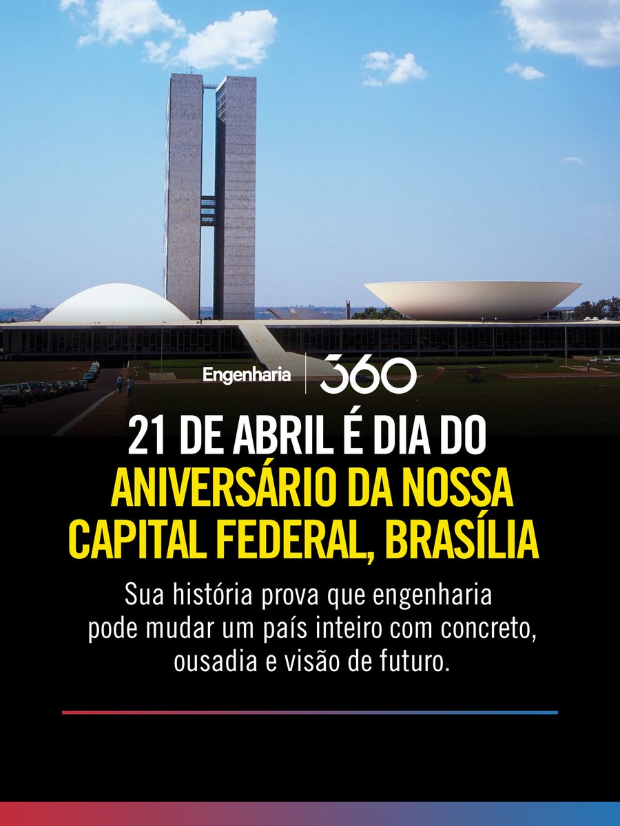Hoje, 21 de abril, Brasília celebra seu aniversário.

Saiba mais sobre a arquitetura de Brasília em:
engenharia360.com/arquitetura-e-…

Imagem: Canva
#Engenharia #Brasília #Urbanismo #ArquiteturaModerna #PlanejamentoUrbano