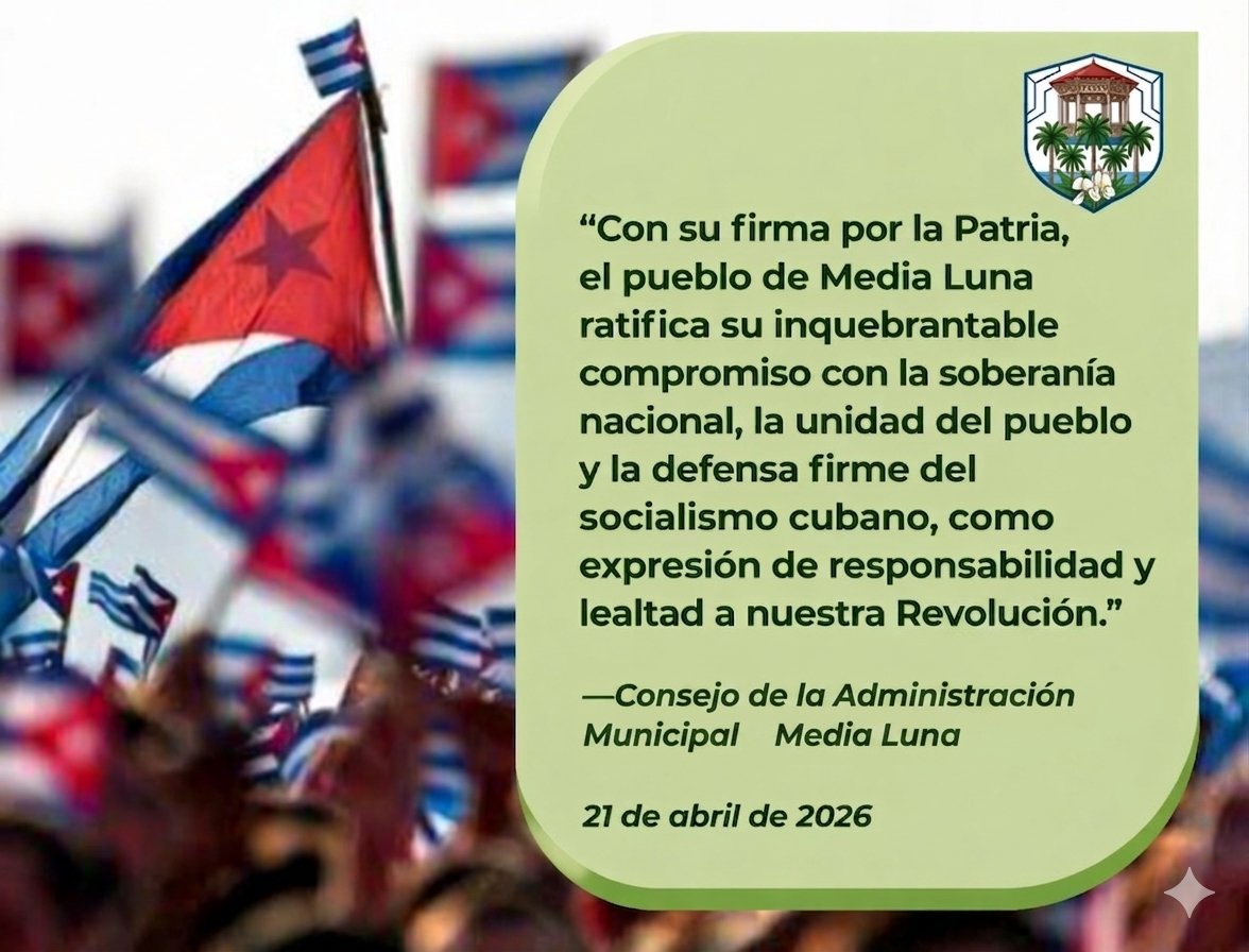 CAM_Media_Luna's tweet photo. 🇨🇺 | Con la firma por la Patria, Media Luna reafirma su compromiso con la soberanía, la unidad y la defensa de la Revolución.
#MunicipioMediaLuna 
#CubaUnida https://t.co/WIYLimb3EP
