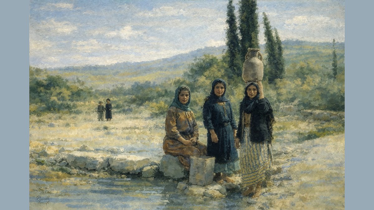 NicoXFerrante's tweet photo. 🍉 "Daughters of Cana"— the well of Cana as an image of memory, land, and Palestinian survival against erasure.
➡️ View &amp; collect:
 https://t.co/MRbPntKDSO
➡️ Support long-term on Patreon.
#DigitalArt #Palestine https://t.co/SuTg52GOjI