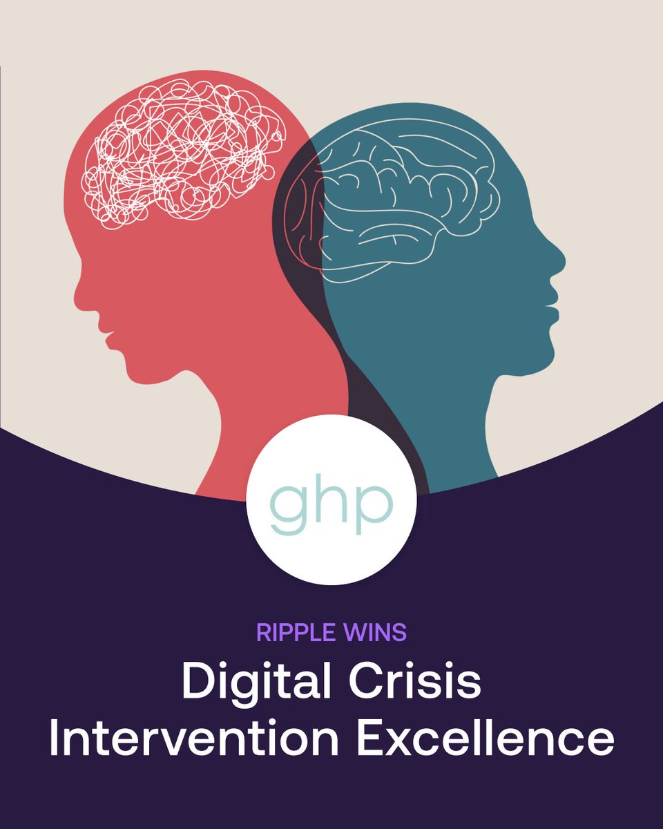 rippleprevent's tweet photo. A moment of recognition for work we care deeply about.

We have been recognised at the GHP Mental Health Awards 2026:

🏆 Best Suicide Prevention Charity 2026 UK 
🏆 Digital Crisis Intervention Excellence

Thank you to GHP and to everyone supporting our work.

 #RippleEffect https://t.co/j6QLDovkIJ