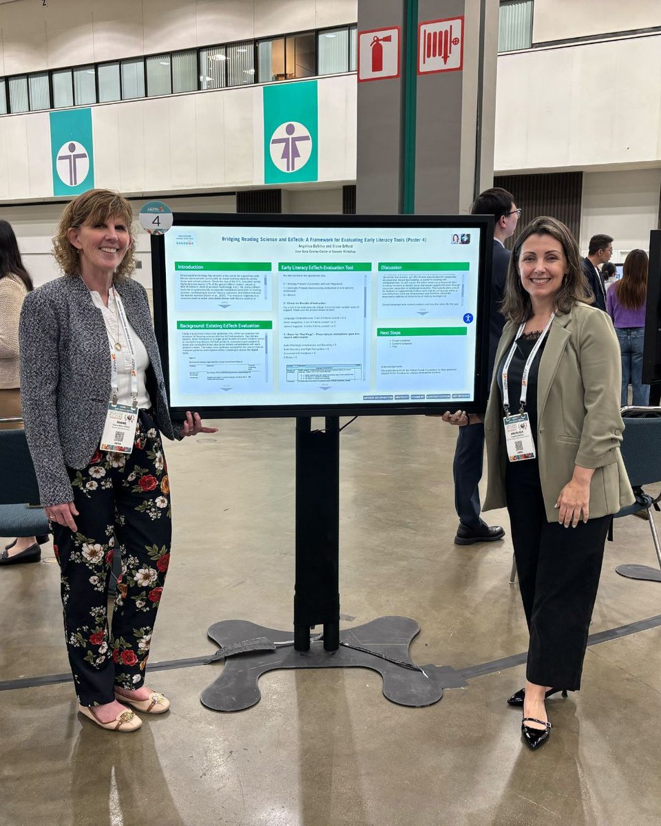 CooneyCenter's tweet image. The Cooney Center’s literacy experts Angelica DaSilva and Diane Gifford presented 
“Bridging Reading Science and EdTech: A Framework for Evaluating Early Literacy Tools” at #AERA2026. Thanks for having us, @AERA_EdResearch!