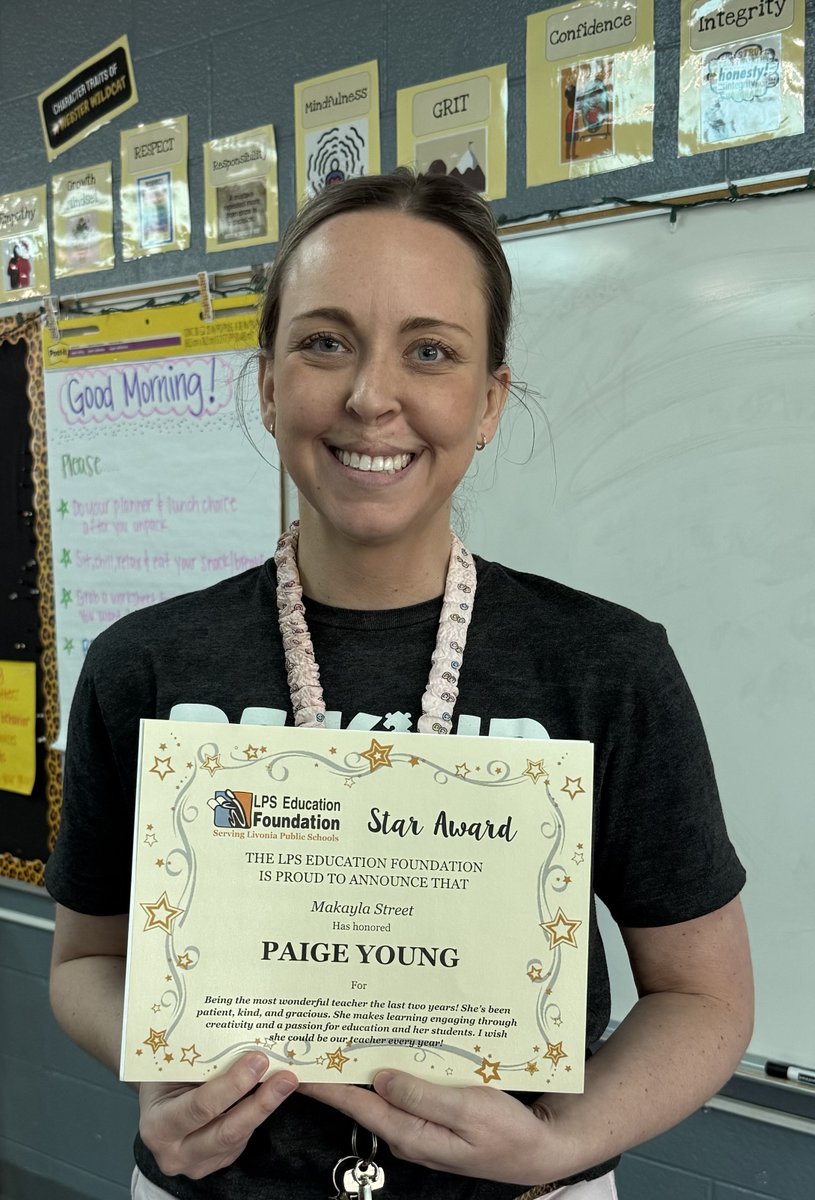 LPS_Foundation's tweet image. The LPS Education Foundation is proud to announce that Paige Young from Webster Elementary School has been honored with a Star Award!
For information on Star Awards, please visit: lpsfoundation.org
#LivoniaPride @LivoniaDistrict