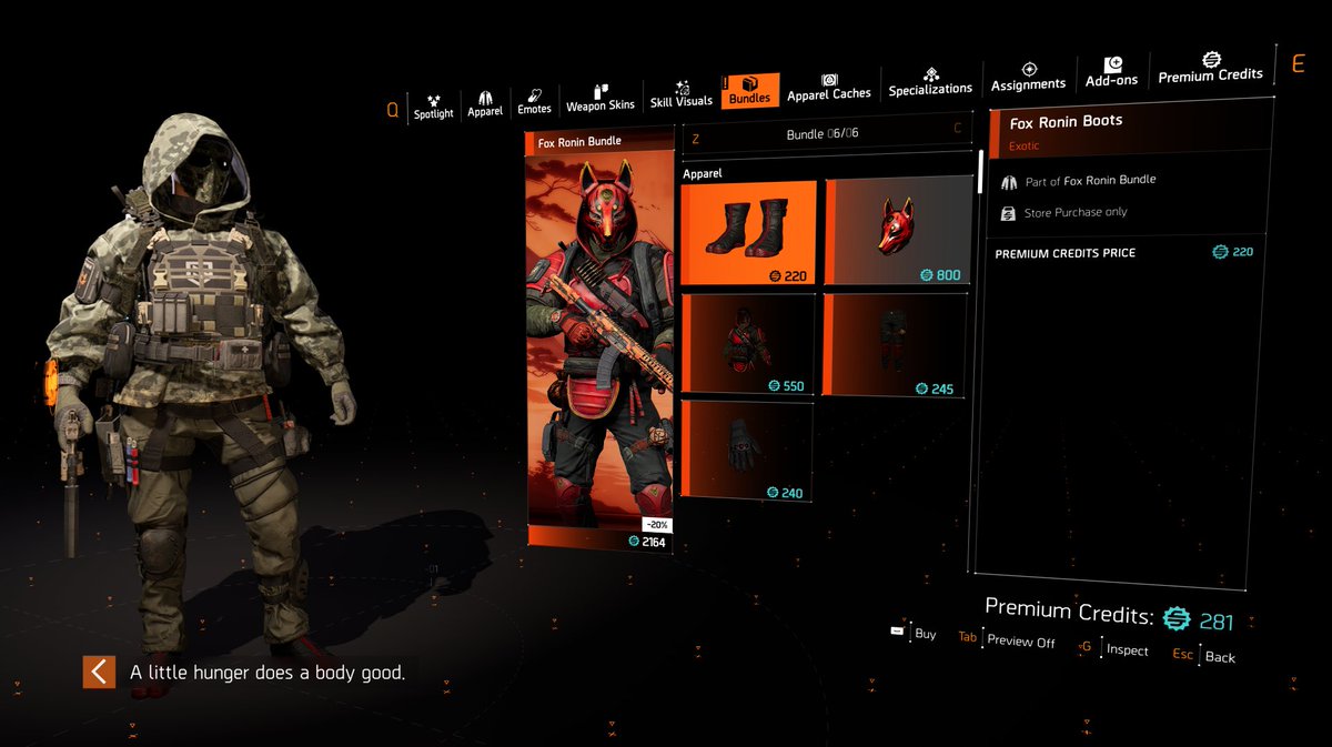 MaxisBnd's tweet image. 21.04 (day/month) #division2 store update 
Menpo bundle back (RETURN!)
New Skill effects bundle(NEW!) sakura (hive/turret/Seeker mine/drone)
Fox Ronin bundle (NEW!)