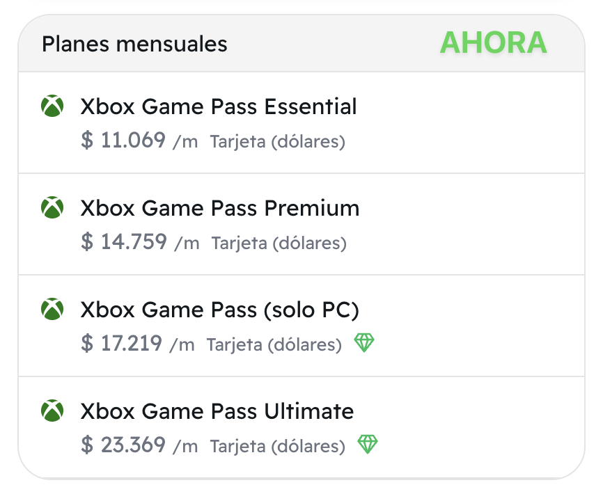 impuestito_org's tweet image. 🔴 Bajó Game Pass en Argentina 🇦🇷

Precios con impuestos incluidos:
✅ Game Pass Ultimate: $30.749 ➡️ $23.369
✅ PC Game Pass: $18.449 ➡️ $17.219

(*) Precios pagando con tarjeta en USD
(*) Para más formas de pago entrá a la web de impuestito, ya está actualizado