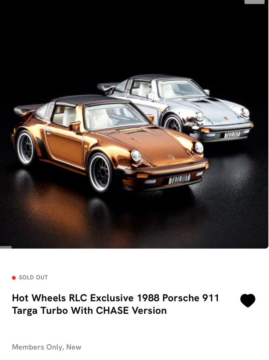 Hot Wheels RLC Exclusive 1988 Porsche 911 Targa Turbo With CHASE