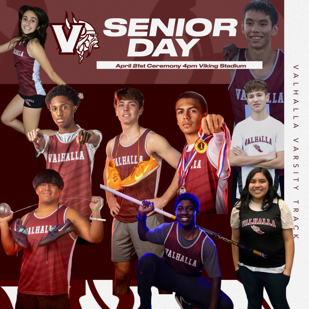 VMHS_Athletics_'s tweet photo. Senior Day for Varsity Track! Congrats to Vicky, Azim, Kamari, Colin, Sebastian, Val, Will, Kemari and Melissa! #SeniorDay Pre Race Ceremony at 4pm #LoadTheShip https://t.co/EMcgdaHlBY