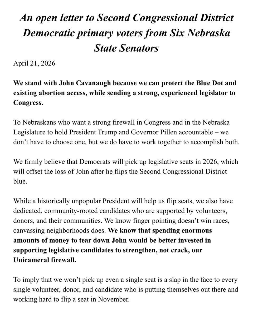 JCavNE02's tweet photo. My Democratic colleagues in the legislature and I know that we don’t have to choose between standing up to Trump or standing up to Pillen. I’m grateful to have the support of @SenMcKinneyLD11 @senatorspivey @George4NE @senatormachaela @SenConrad. https://t.co/M2QimygZKt