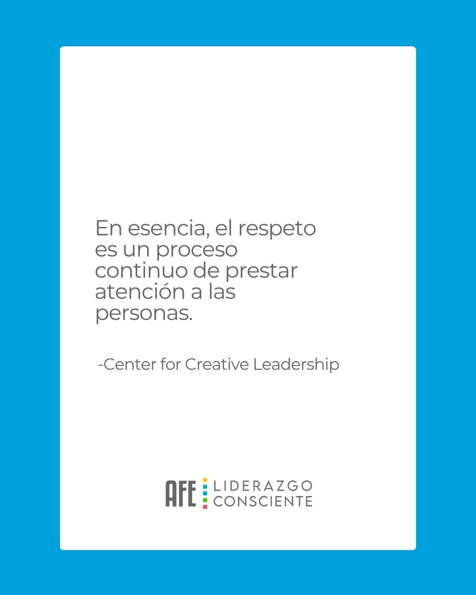 El respeto no se declara, se demuestra en lo cotidiano.

En cómo escuchas, en cómo respondes, en cómo haces sentir a las personas. Es constancia, no un momento aislado.

Ahí es donde realmente se construyen culturas sanas.

#LiderazgoConsciente #CulturaDeApreciación #AFE