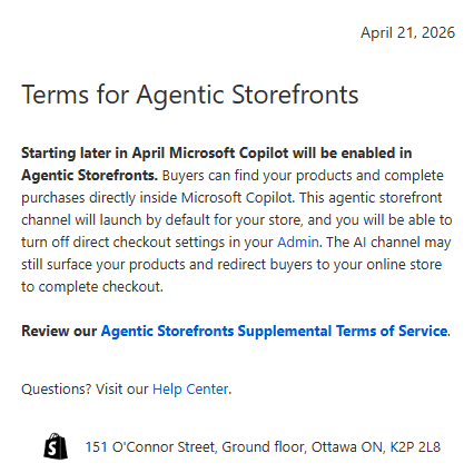 jaybevel's tweet photo. Microsoft Copilot coming soon as an agentic storefront channel in Shopify.

How do you think this will impact traffic and conversions? https://t.co/MUv69lc8Yt