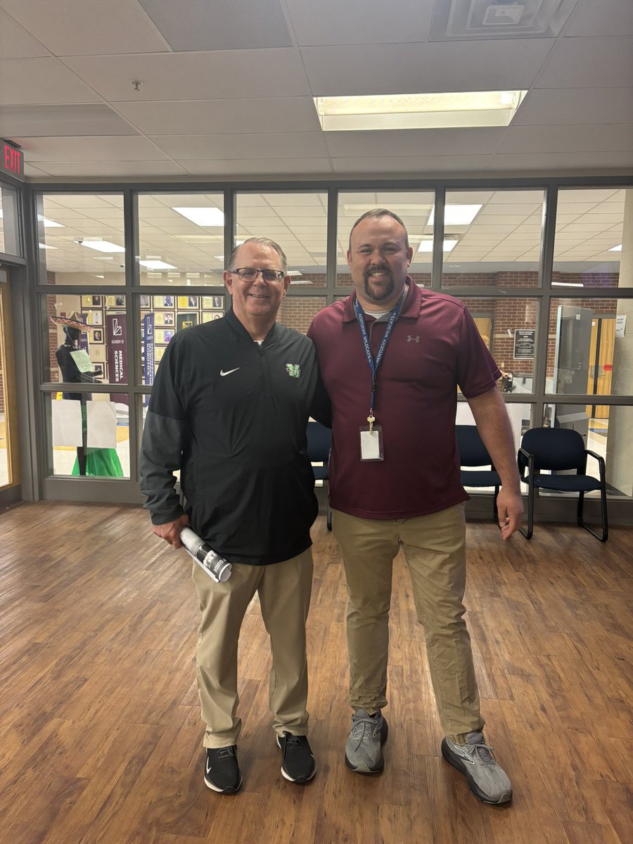 bryanstationfb's tweet photo. We appreciate Coach @CoachDeanHood  of @HerdFB  for stoping by with our O/C @Coach_Marcum to recruit our building! We’re grateful for the continued interest in our student-athletes and program. https://t.co/YcnLZhchz6
