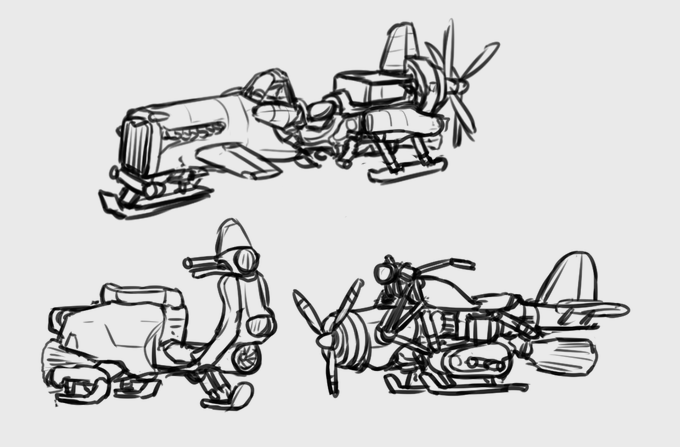 らくがき
連合魔術王国の機械化された飛行箒 