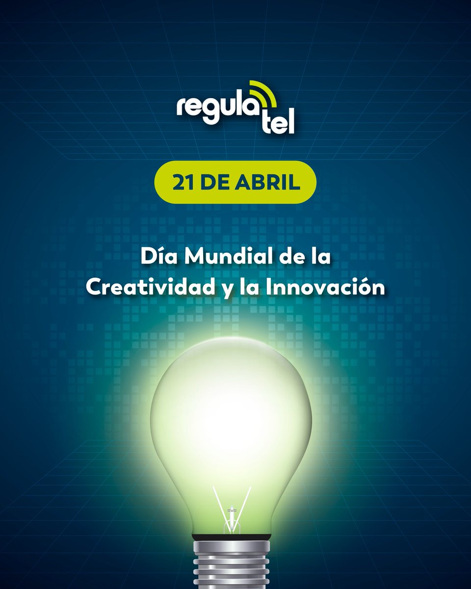 regulatel's tweet photo. 💡🌍 Hoy conmemoramos el Día Mundial de la Creatividad y la Innovación

La creatividad impulsa ideas que transforman, y la innovación las convierte en soluciones para un futuro más inclusivo y digital.

Desde REGULATEL, seguimos promoviendo el desarrollo tecnológico en la región. https://t.co/15UAnnTbCv