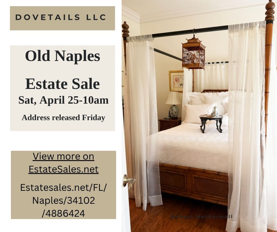 Dovetailsllc's tweet photo. Estate Sale - One Day Only
OLD NAPLES, FLORIDA 
(address released Friday 4/24)
See more at https://t.co/GJU45onmJf https://t.co/iODYzAhYFX
