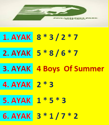 AyhanDevrimAkin's tweet image. #Philadelphia 🏇 🇺🇸 #Parx #Racing 🇺🇸 🏇
21*Nisan Birinci Altılı Ganyan Şablonum...
Şansınız Bol Olsun. 🍀 🍀 🍀