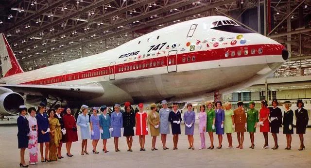 francewitch's tweet image. this pic from the Boeing archives showing the stewardess uniforms of the delivery airlines for the first jumbo jets. #aviation #AviationHistory #cabincrew #airhostess #flightattendant
