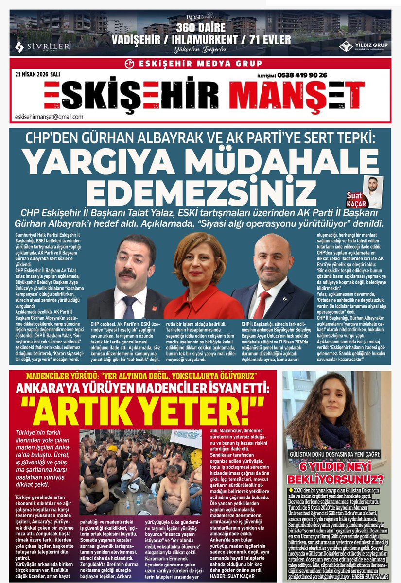 Bugünkü dijital gazetemiz…