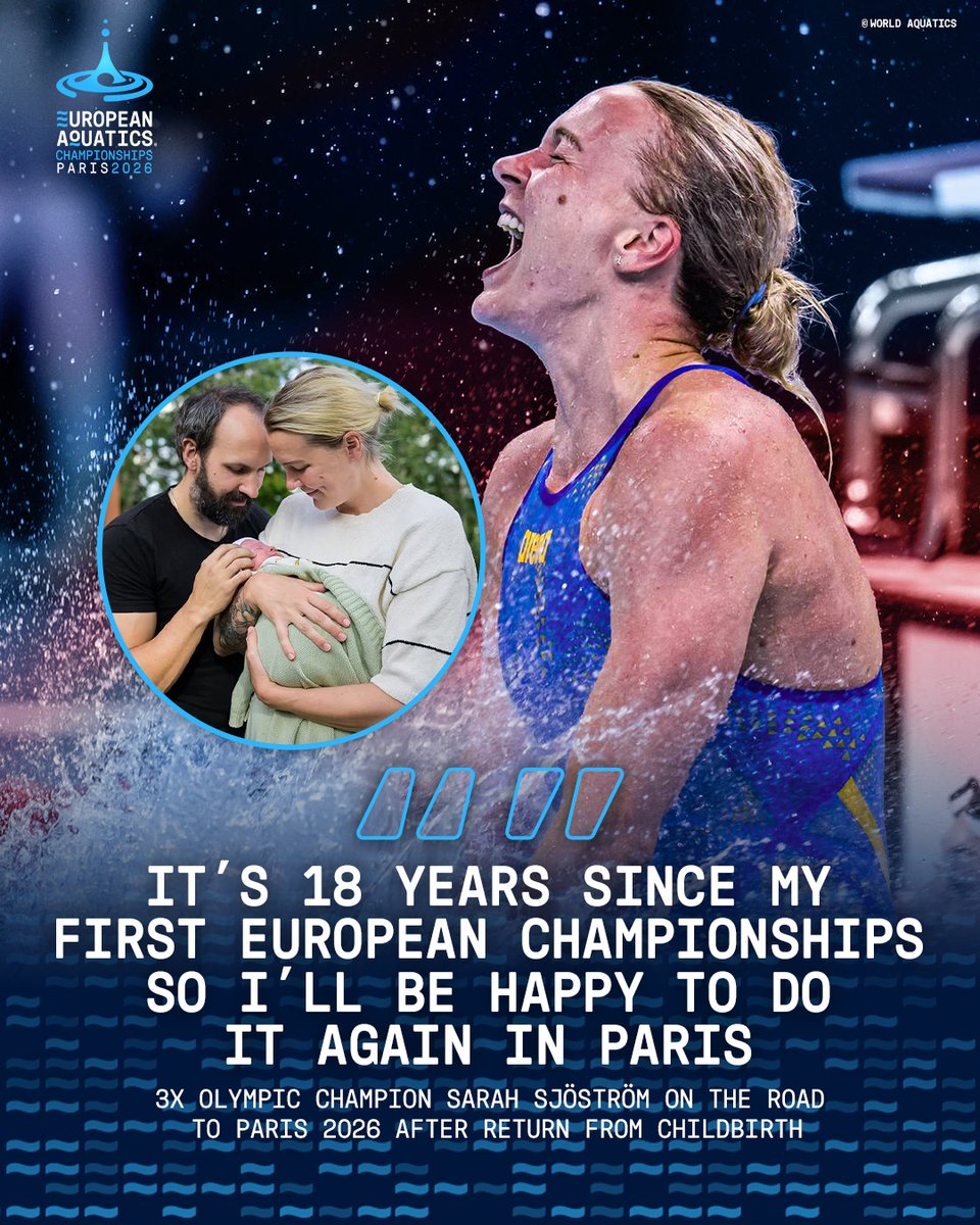 EuroAquatics's tweet image. One of swimming's all-time greats Sarah Sjöström has European glory in her sights, having recently returned to competition after becoming a mother 💙

Read more about her incredible story ▶️ europeanaquatics.org/sjostrom-trust…

#EuropeanAquatics #Swimming #Paris2026