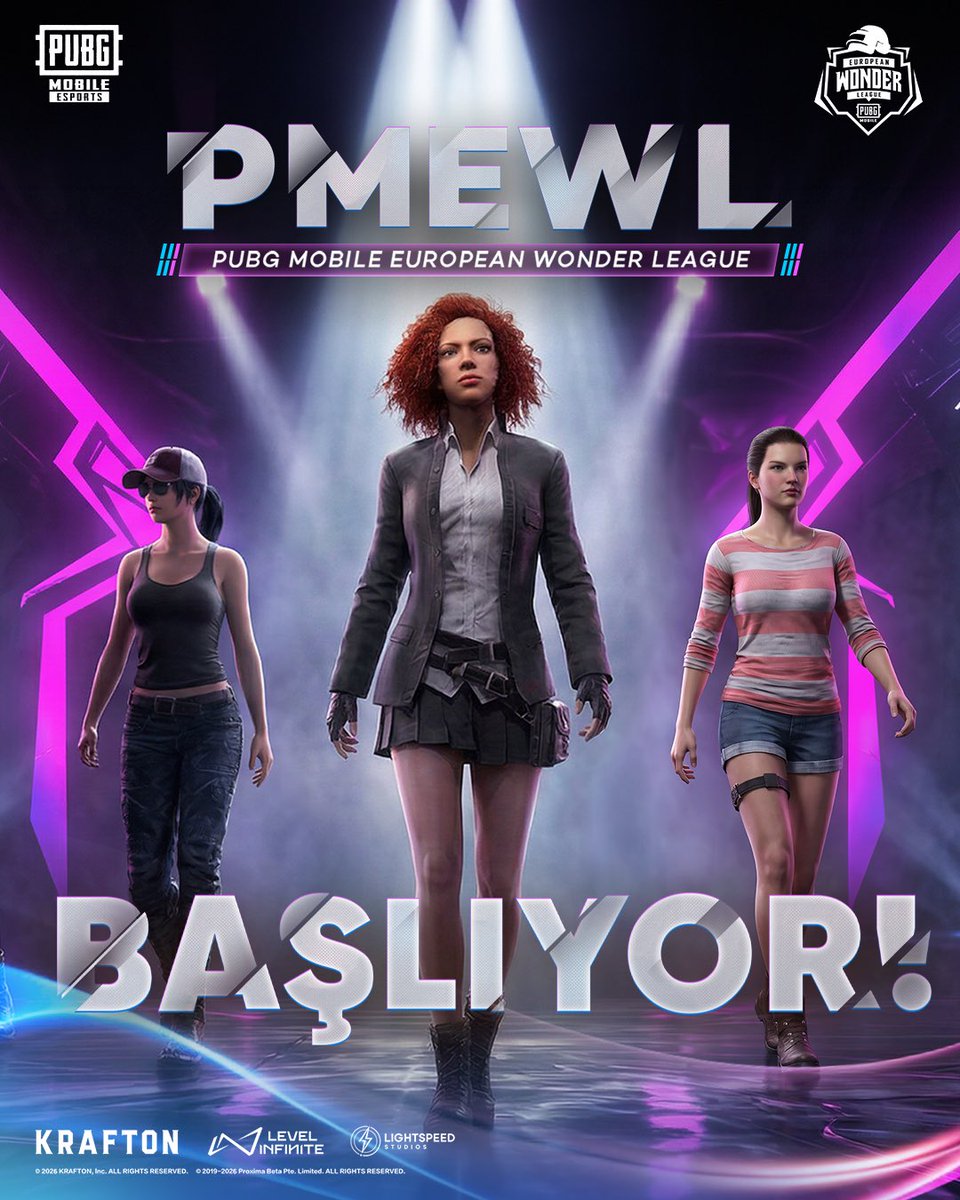 pubgm_espor_tr's tweet photo. 2026 PMEWL Season 1 başlıyor! 🥳

Sen de takımını kur, kadınlara özel bu turnuvada en iyisi olmak için mücadele et! 🤩

Kayıt linki Instagram biyografide! 👆🏻

Öne Çık. Kendini Kanıtla. 💪🏻

#PUBGMOBILE #PMEWL https://t.co/hTiAmRB65R