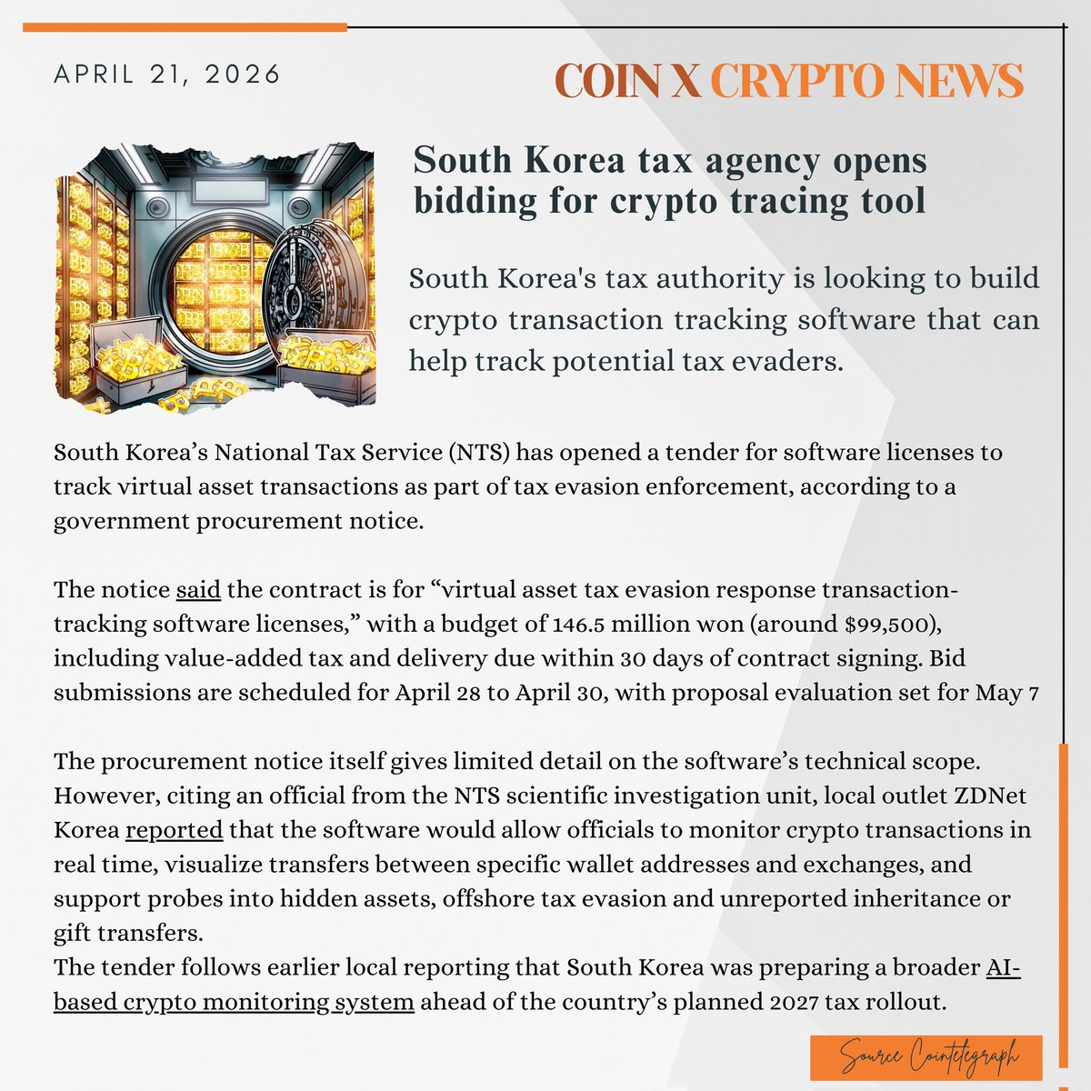 WCoinX_'s tweet image. Crypto News April 21, 2026 #cryptonews #cryptos #News #trump #hack