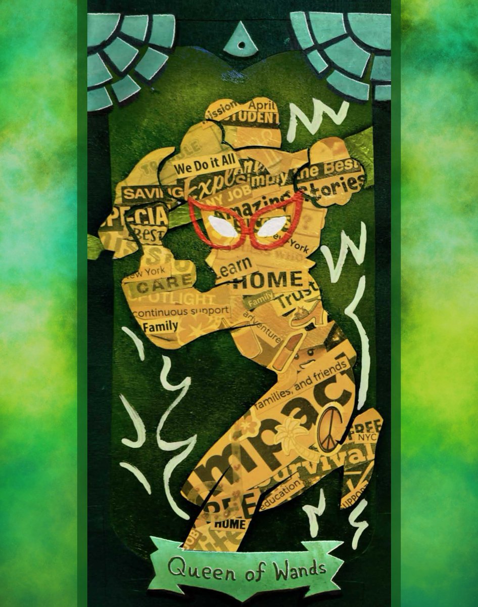 Had some fun with a mixed media collage based on a few of the cards from <a href="/tmnttarot/">Prophecies Untold ✨ A TMNT Tarot Project 🃏</a>'s deck! First one is April, Queen of Wands.
(Preorders are open til June 1st, if anyone wants to grab a set!)
tmnttarot.bigcartel.com
#rottmnt #RiseoftheTMNT #TMNT