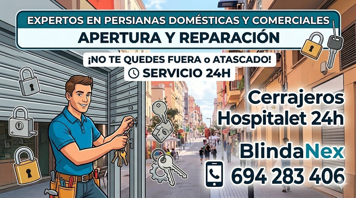 CerrajHospi24h's tweet image. ¿Persiana bloqueada en Hospitalet? 🏬 Reparamos cierres comerciales y domésticos las 24h para que no pierdas ni un minuto.

📞 Tel: 694 283 406 #Hospitalet #Persianas #Cerrajeros
Nuestros servicios de cambio y apertura de persianas: cerrajerosblindanex.es/persianas-de-l…