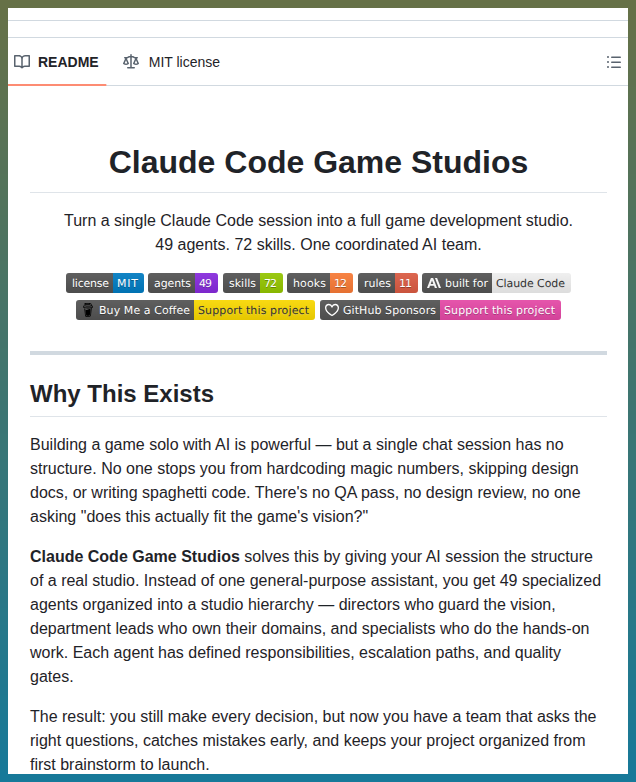 tom_doerr's tweet photo. 49-agent AI studio for game development with Claude

https://t.co/Z0n3U4TioX https://t.co/QHGt7fBcKB