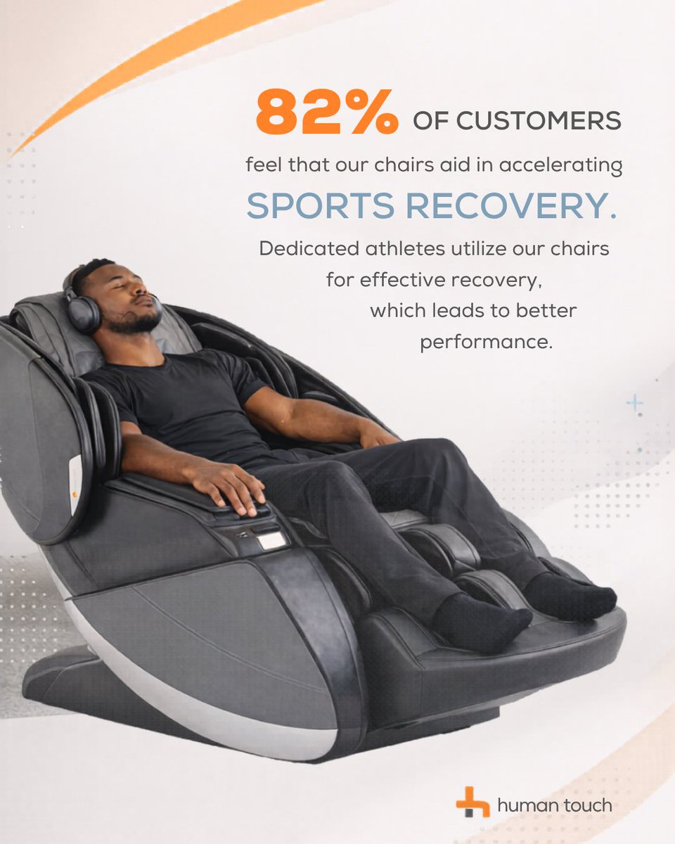 HTFeelBetter's tweet photo. The work doesn’t end at the gym. 

Data shows 82% of customers feel Human Touch chairs directly accelerate sports recovery. By flushing metabolic waste &amp; optimizing circulation, you aren't just resting—you're preparing to win. https://t.co/bPIHdpyxUe