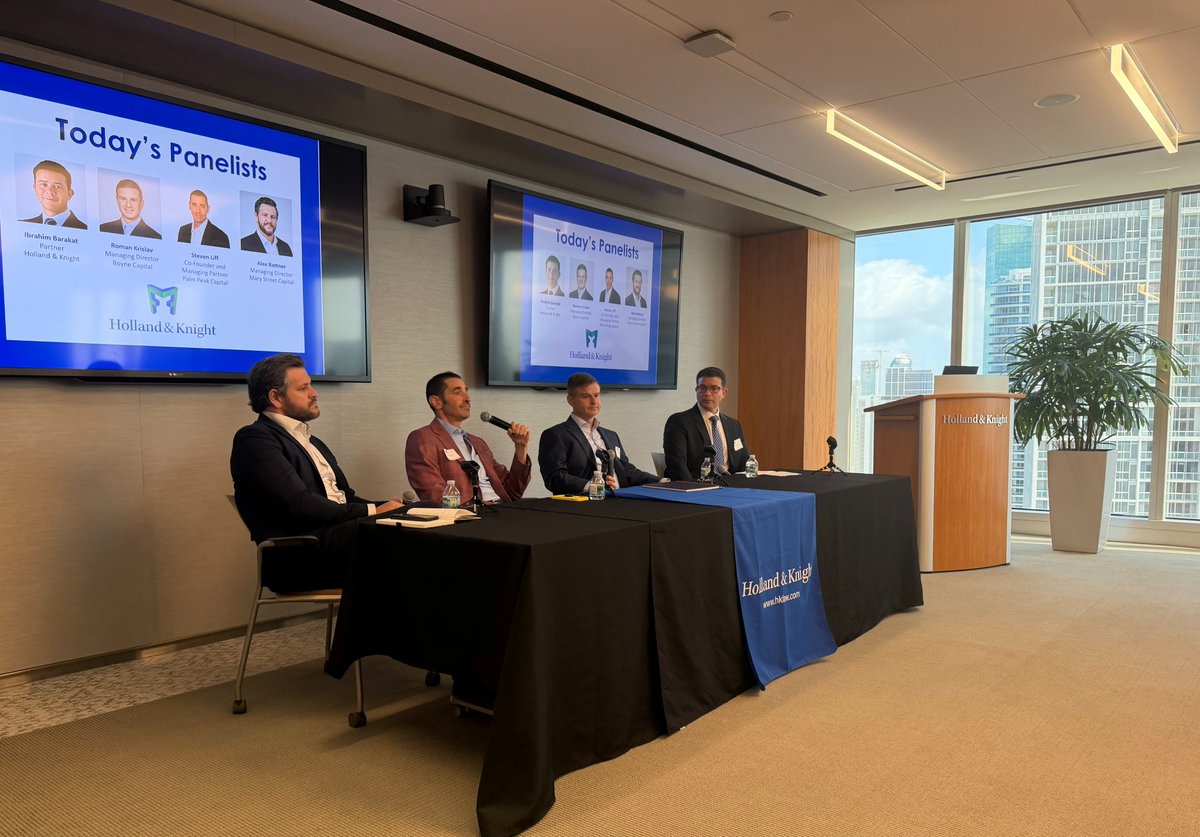 Holland_Knight's tweet image. It was a pleasure to host the #PrivateEquity Breakfast with the Miami Finance Forum at our local office, bringing together leading voices from across #SouthFlorida to discuss the evolving private equity landscape. Holland &amp;amp; Knight Partner Ibrahim Barakat moderated a dynamic