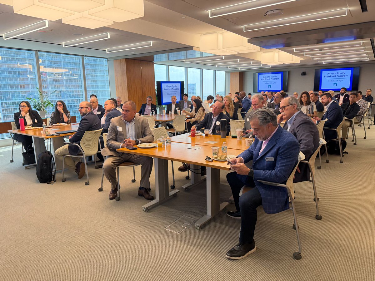 Holland_Knight's tweet image. It was a pleasure to host the #PrivateEquity Breakfast with the Miami Finance Forum at our local office, bringing together leading voices from across #SouthFlorida to discuss the evolving private equity landscape. Holland &amp;amp; Knight Partner Ibrahim Barakat moderated a dynamic