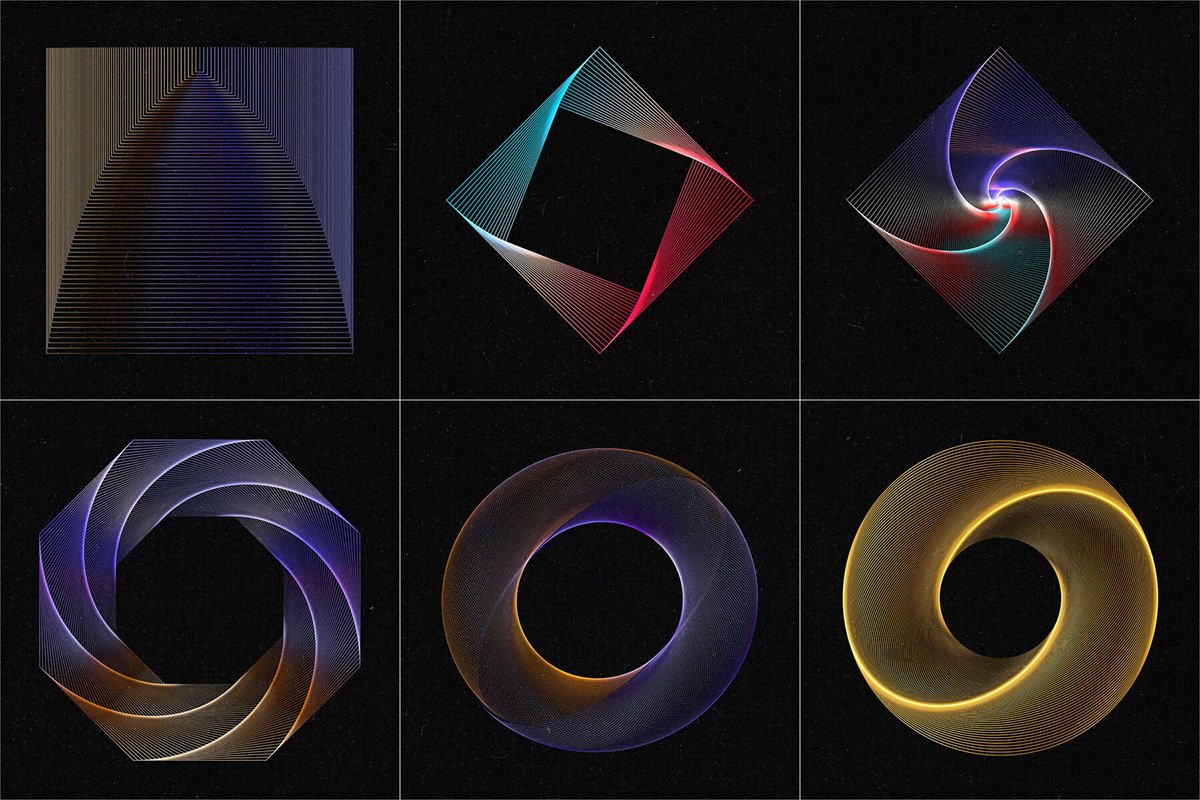 designeour's tweet image. WIRES by Kloroform is a set of #abstract wired design elements with a colourful gradient 
 designeour.com/wires