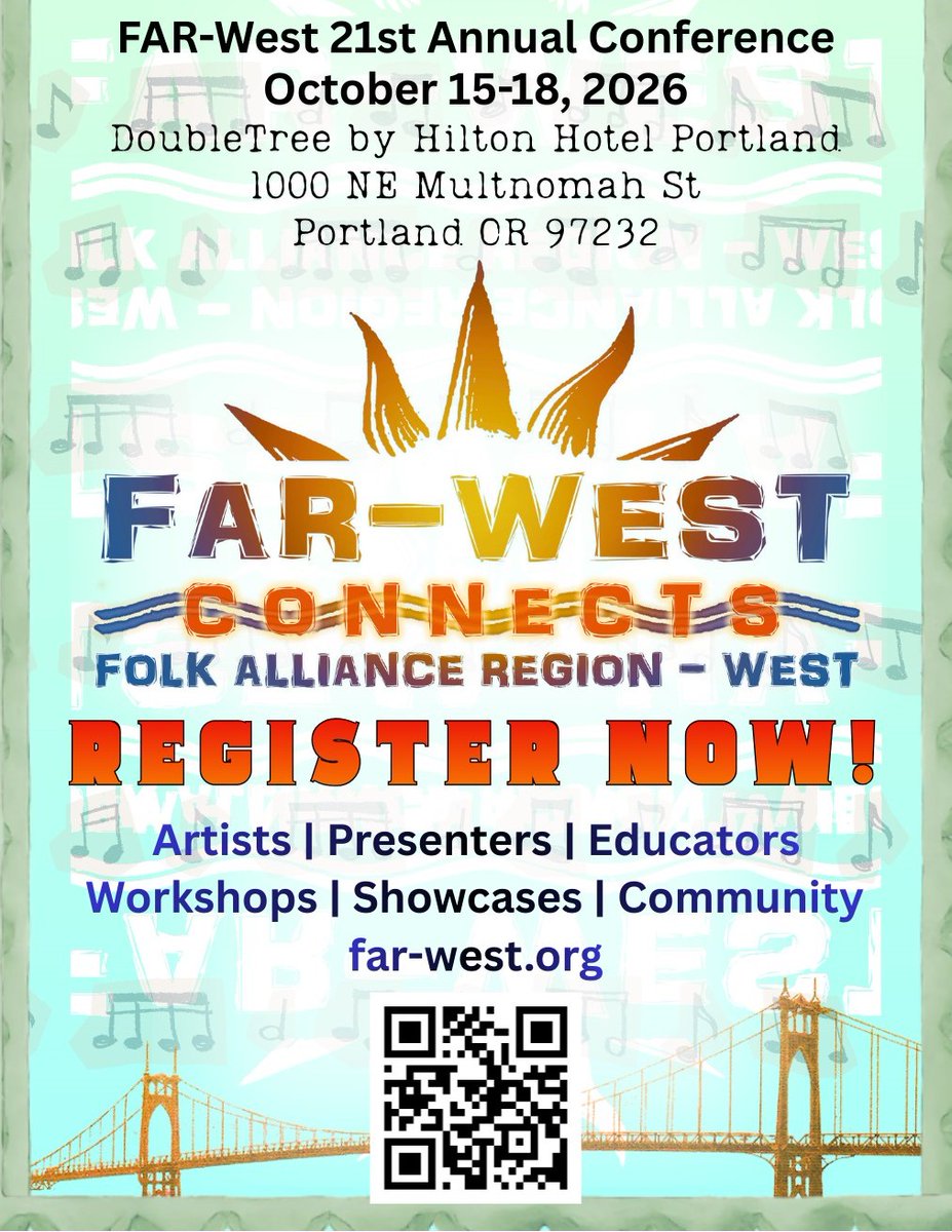 far_west's tweet image. The Early Bird Registration price of $225. for the 21st Annual FAR-West Music Conference, Oct 15-18 in Portland, OR has been extended till tomorrow, Wednesday, April 22nd.
Register Now at far-west.org/2026-far-west-…

#EarlyBird #EarlyBirdSpecial #EarlyBirdExtended #farwestconnects