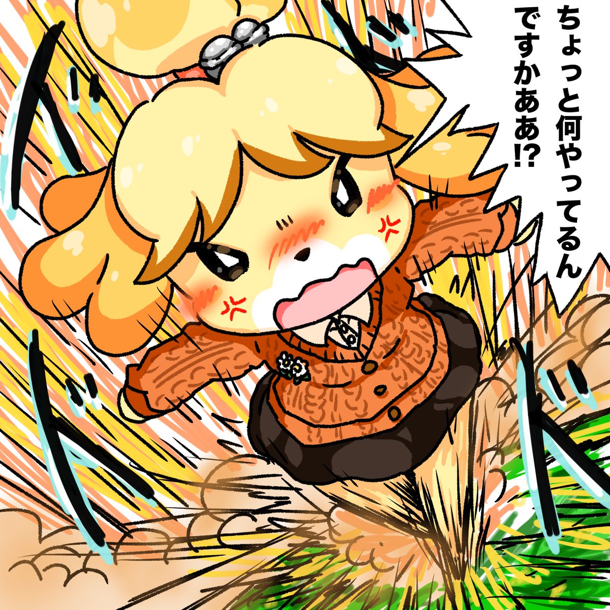 HiupenCrossing's tweet image. 猪突猛進しずえさん(再掲)
#あつ森 #ACNH #イラスト