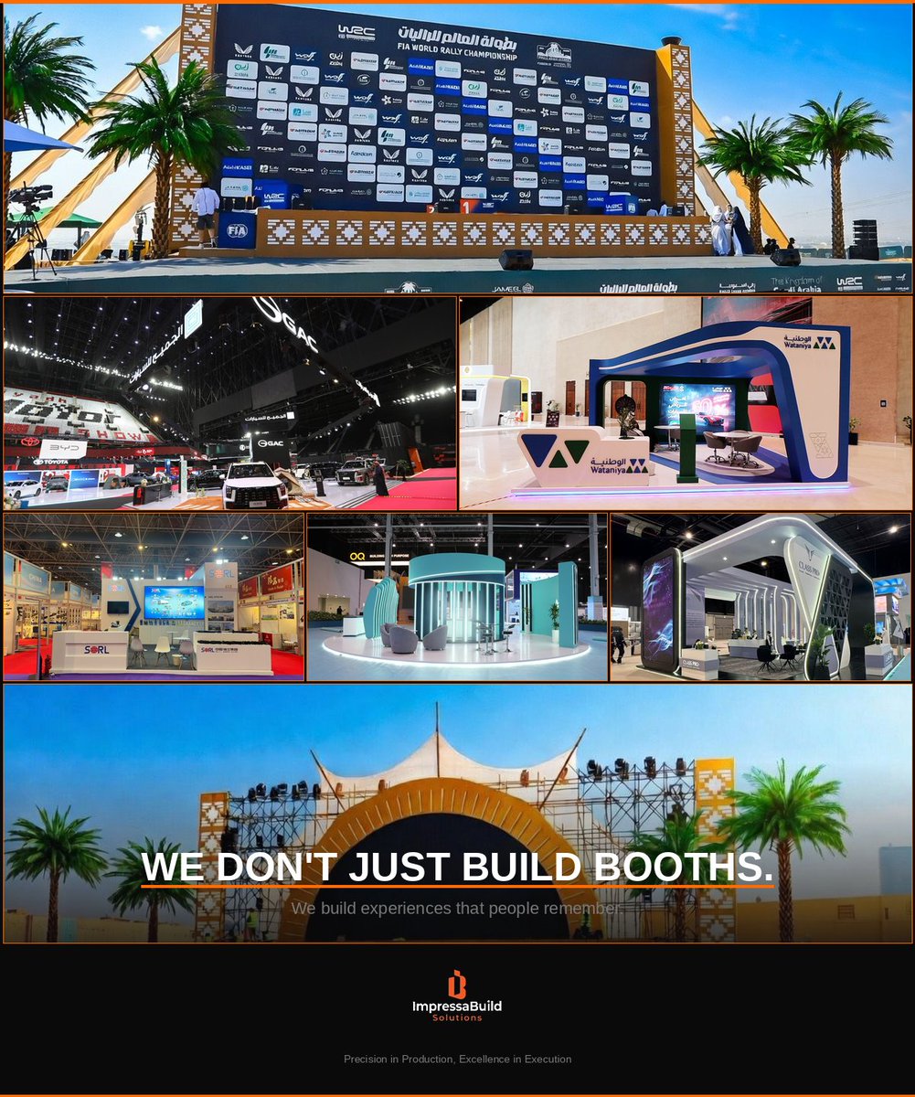 impressabuild's tweet photo. From world-class championship stages to premium exhibition booths — ImpressaBuild Solutions has been behind some of the most memorable builds in Saudi Arabia.
Every project. Every detail. Every deadline. Delivered.
Precision in Production, Excellence in Execution.
#ImpressaBuild #ExhibitionDesign #BoothDesign #EventProduction #SaudiArabia #Jeddah #FitOut #StageDesign #WeBuiltThis #MadeInSaudiArabia
