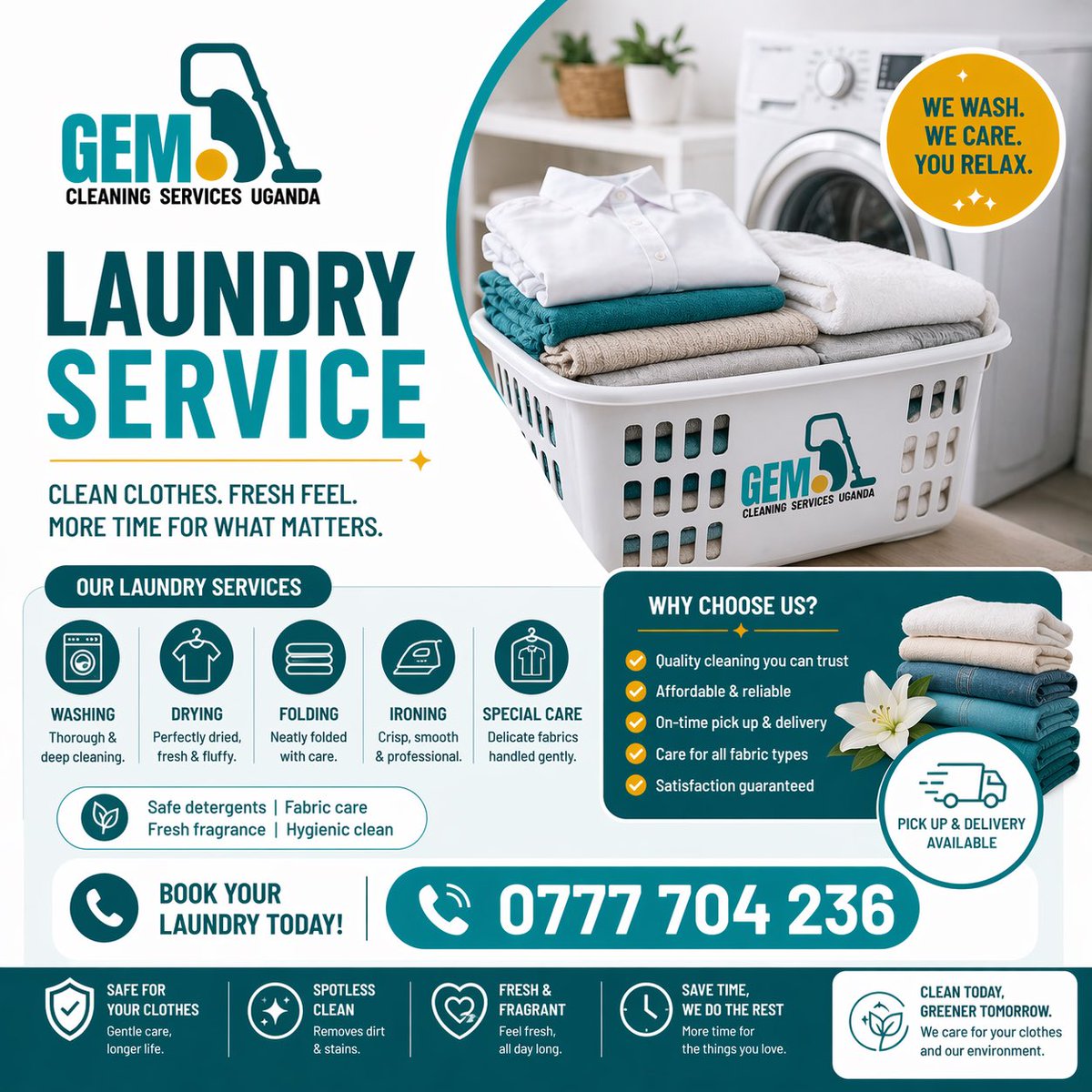 geofreymileys01's tweet photo. Fresh clothes. Zero stress. โจ
Professional laundry services you can trustโwashing, drying, folding & ironing, all done with care.
@gemcleaning_ug
๐ Kyanja
๐ 0777 704 236
#LaundryService #Kyanja #FreshAndClean #GEMCleaning #KampalaServices https://t.co/Qqa831Vkqt
