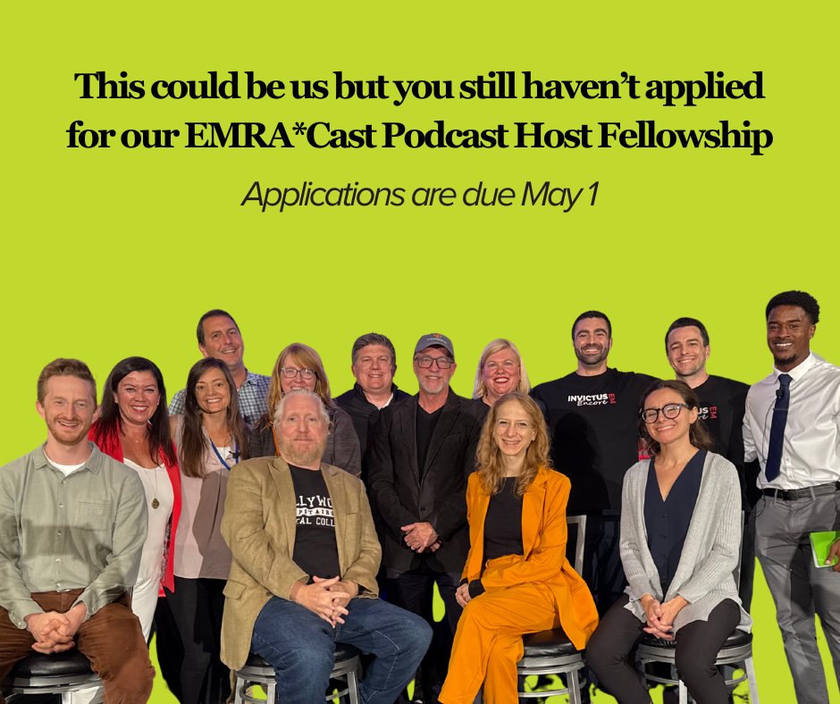 emresidents's tweet image. Want to be a podcaster? 🎙️ EMRA*Cast is accepting applications for our 2-year Host Fellowship.

Open to EMRA member med students + residents (no experience required!): forms.monday.com/forms/0a11e029…

#EMRA #EMRACast #EmergencyMedicine #MedEd #ResidentLife #Podcasting