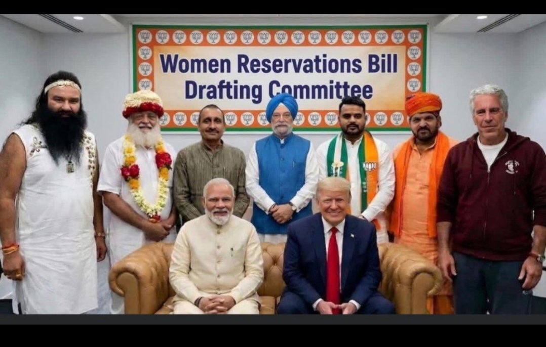 AshishMaur40543's tweet photo. The BJP has included some respected individuals in the Women's Reservation Committee. These individuals show great respect for women. Some show respect in ashrams, some at home, and some even on the streets. So, brothers, all of you should keep an eye on your women @RahulGandhi https://t.co/qncBinFYZY