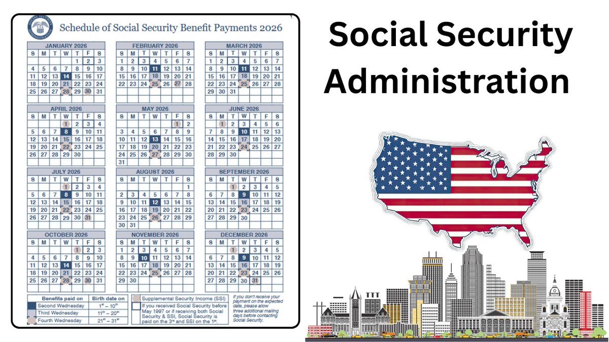 adfirst038's tweet image. social security administration may: Get Ready for Your May 2026 Social Security Check!
#SocialSecurity #May2026 #GetReady #FinancialPlanning #RetirementBenefits #SocialSecurityCheck #MoneyMatters #FuturePlanning #SecureYourFuture #SSAUpdates
Link: shorturl.at/KsZXJ