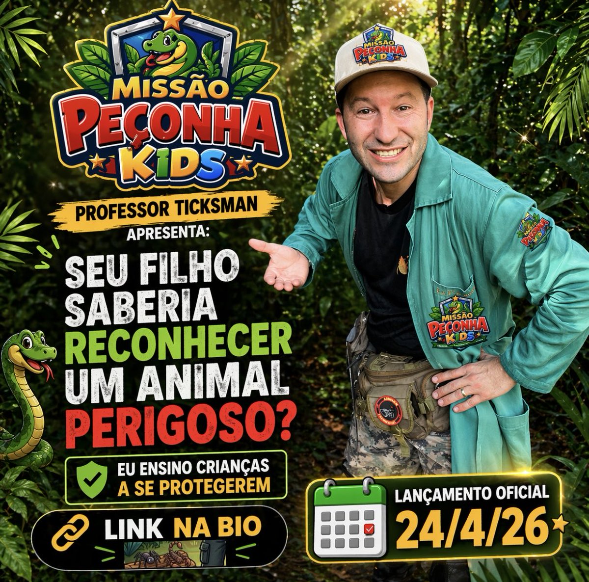 Terassini's tweet photo. Você pode até ensinar seu filho a ler…
mas será que ele saberia reconhecer um perigo na natureza? 🐍

Todos os dias, crianças entram em contato com animais que podem colocar suas vidas em risco. 
#SegurançaInfantil #EducaçãoInfantil #PaisEFilhos #Prevenção #CriançasSeguras https://t.co/sYmPs5VU3X