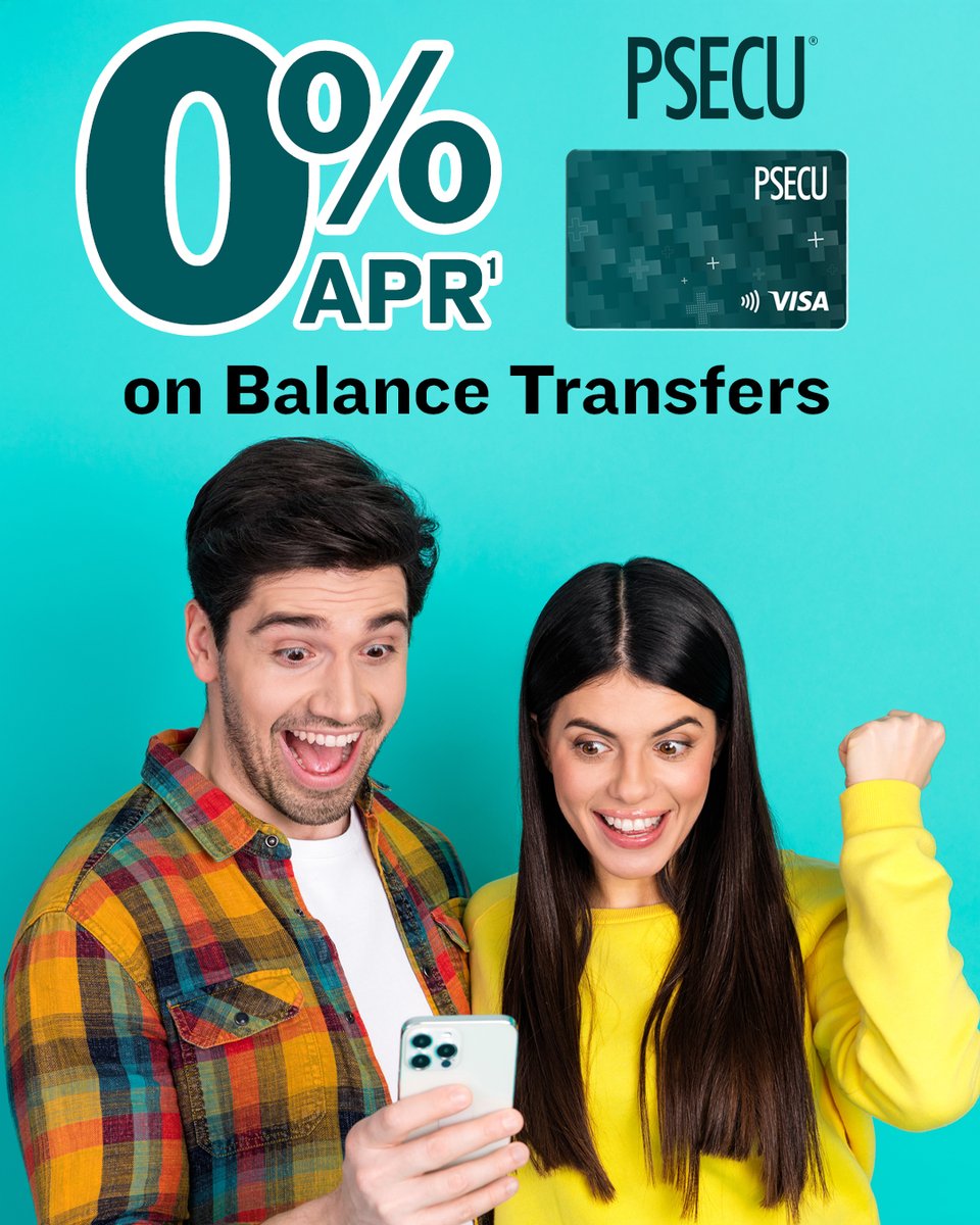 PSECU's tweet photo. Your debt? Still there. The interest? Now, that doesn’t have to be.

Transfer your balance to our Classic Card and get 0% APR good through 6/30/27 on balance transfers made between 1/1/26-6/30/26 (5% fee per balance transfer applies). See full terms at https://t.co/R0vTj3tQWp. https://t.co/WMYMEYi1ES