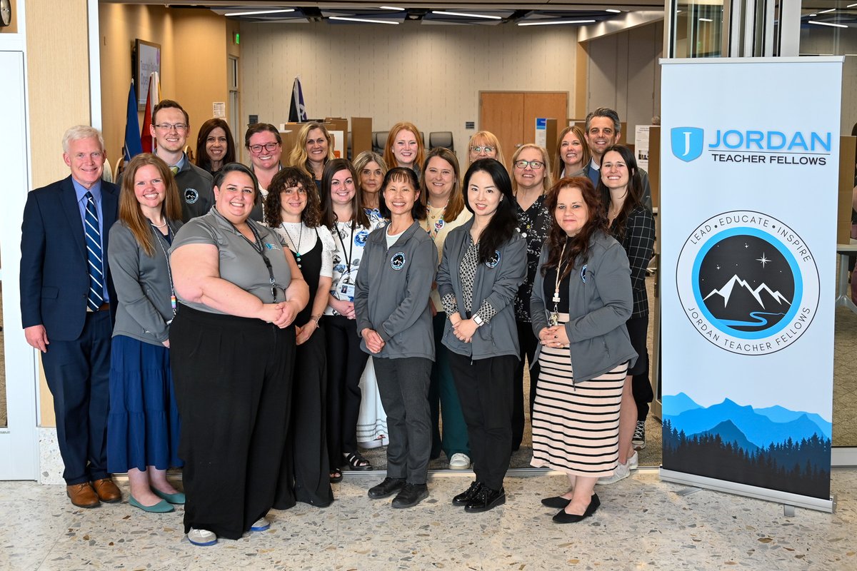 jordandistrict's tweet photo. Jordan Teacher Leader Fellows wrapped up a two-year cohort with the inaugural teacher leader project exhibition. Each of the 16 teachers in the program shared the results of their research with colleagues, principals, and the District administration. 🧑‍🏫 https://t.co/wY7hoYPtyL