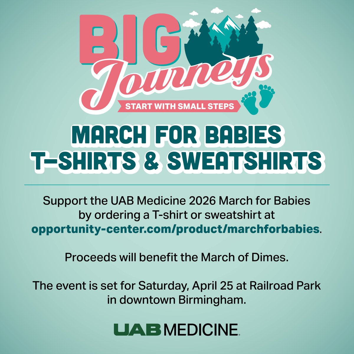 uabmedicine's tweet photo. Show your support for UAB’s Neonatal Intensive Care Unit by purchasing a #MarchForBabies 2026 t-shirt or sweatshirt. Every purchase benefits @MarchofDimesAL and helps give more babies a healthy start. 🍼💛
🔗 https://t.co/W4bQWVFFvD https://t.co/dV7NOry1ud
